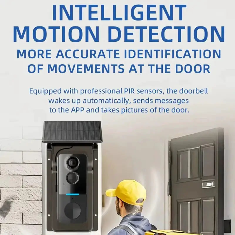 Tuya Outdoor Wireless Doorbell Solar Rain Cover Waterproof WiFi Door Bell Camera Motion Detection Two-way Audio Video Intercom
