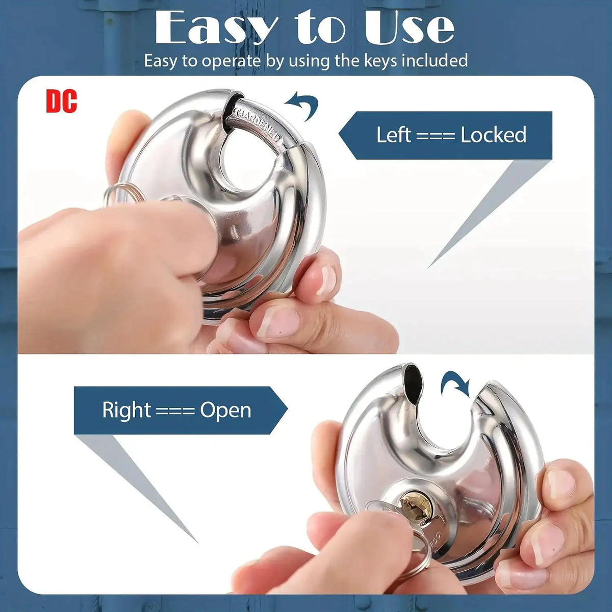 1/2/3PCS 60MM Round Stainless Steel Heavy Duty Key Lock Security Padlock Outdoor Gym Safely Door Lock Anti-theft Tools