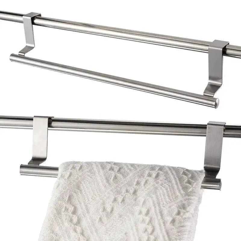 Stainless Steel Over Door Towel Bar Rack Organizer