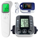 Medical Arm Blood Pressure Meter Tensiometers Tonometer Cuff Fever Thermometer Oximeter Heart Rate 3 IN 1 Set