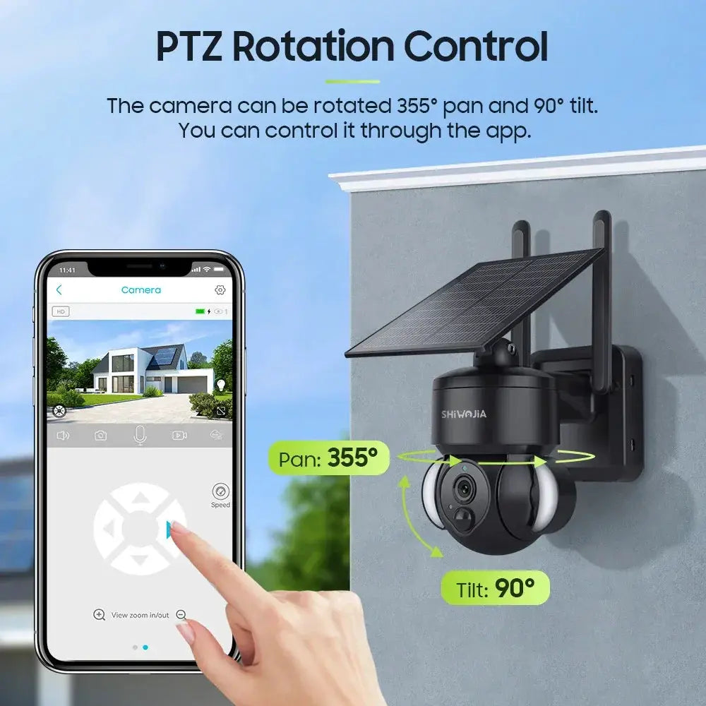 SHIWOJIA Mini Solar Camera 4G Wifi PTZ 3MP 4X Zoom - OurLum.com