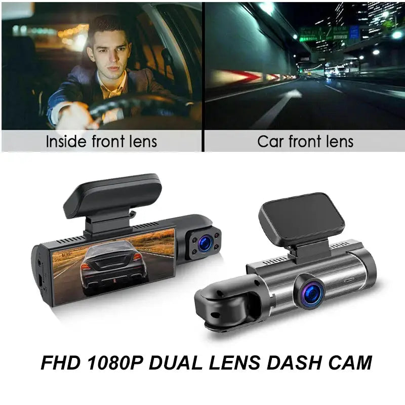 ZNLYRION Full HD 1080P Car Dashcam Front+Interior+Rear Camera 130° Wide Angle Night Vision G-Sensor Parking Monitor Car Driving Recorder