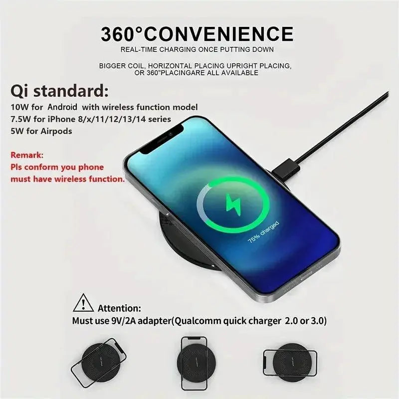 10W Wireless Charger Pad Stand Desktop Ultra-thin Fast Charging Dock - OurLum.com