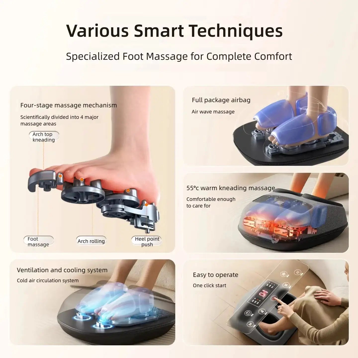 Electric Foot Massage Machine Deep Kneading with Compression for Muscle Relief Multi-Level Settings Home Use Foot Massager