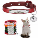 Custom Leather Personalized Cat Collar with Bell Safety Style