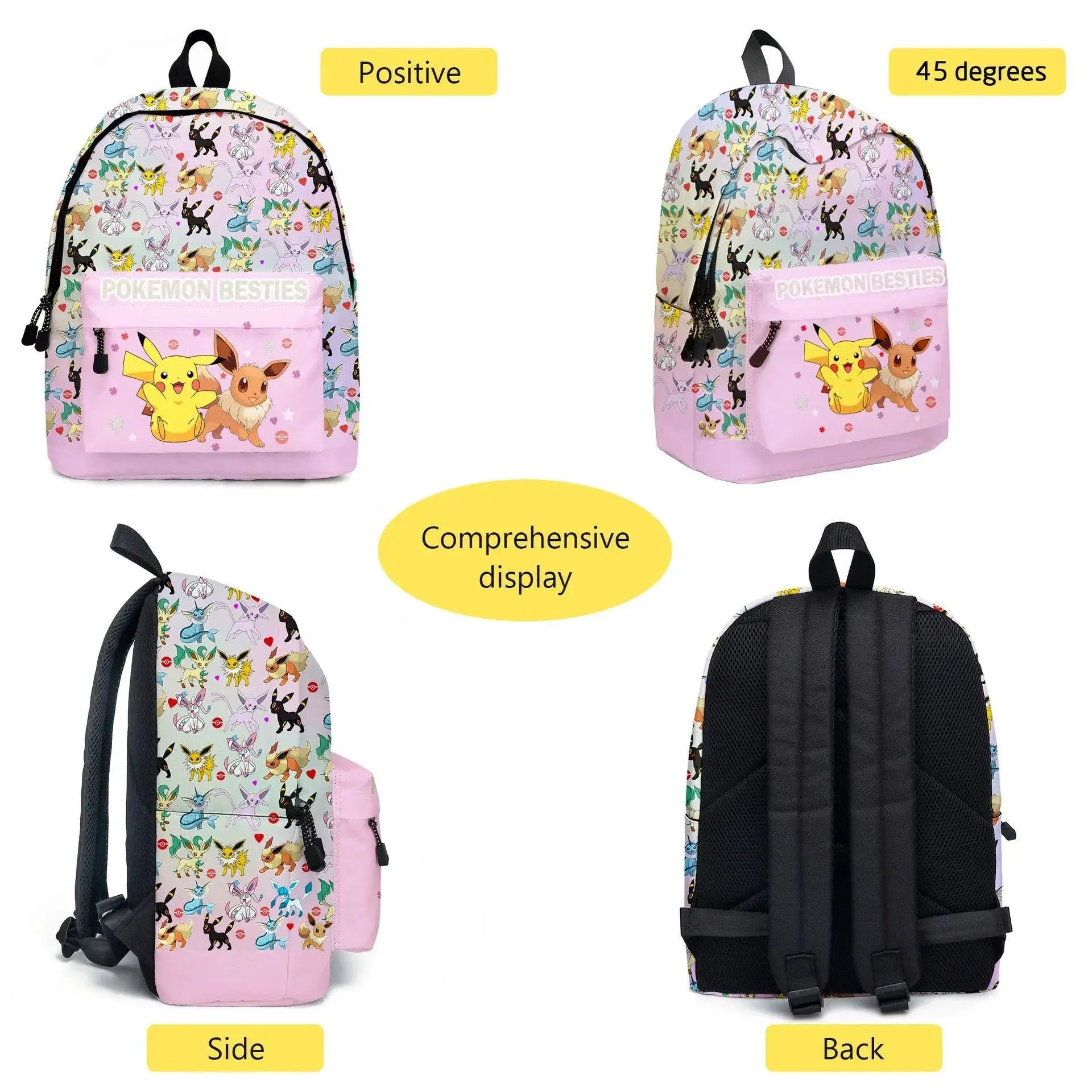 Pikachu Cartoon Backpack Two Piece Pokemon School Bag