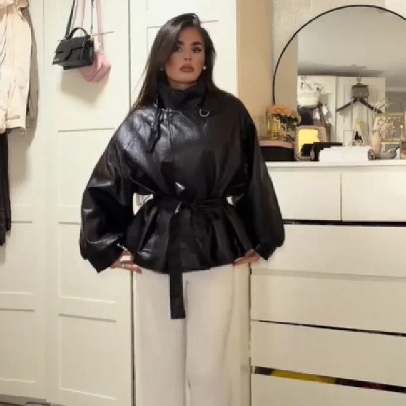Faux Leather Black Leather Jacket