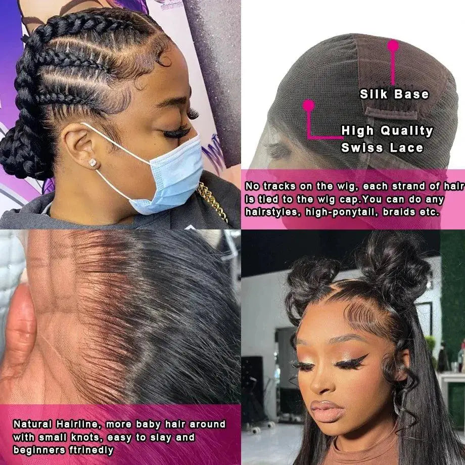 360 HD Lace Front Wig Brazilian Remy Bone Straight 13x4 13x6