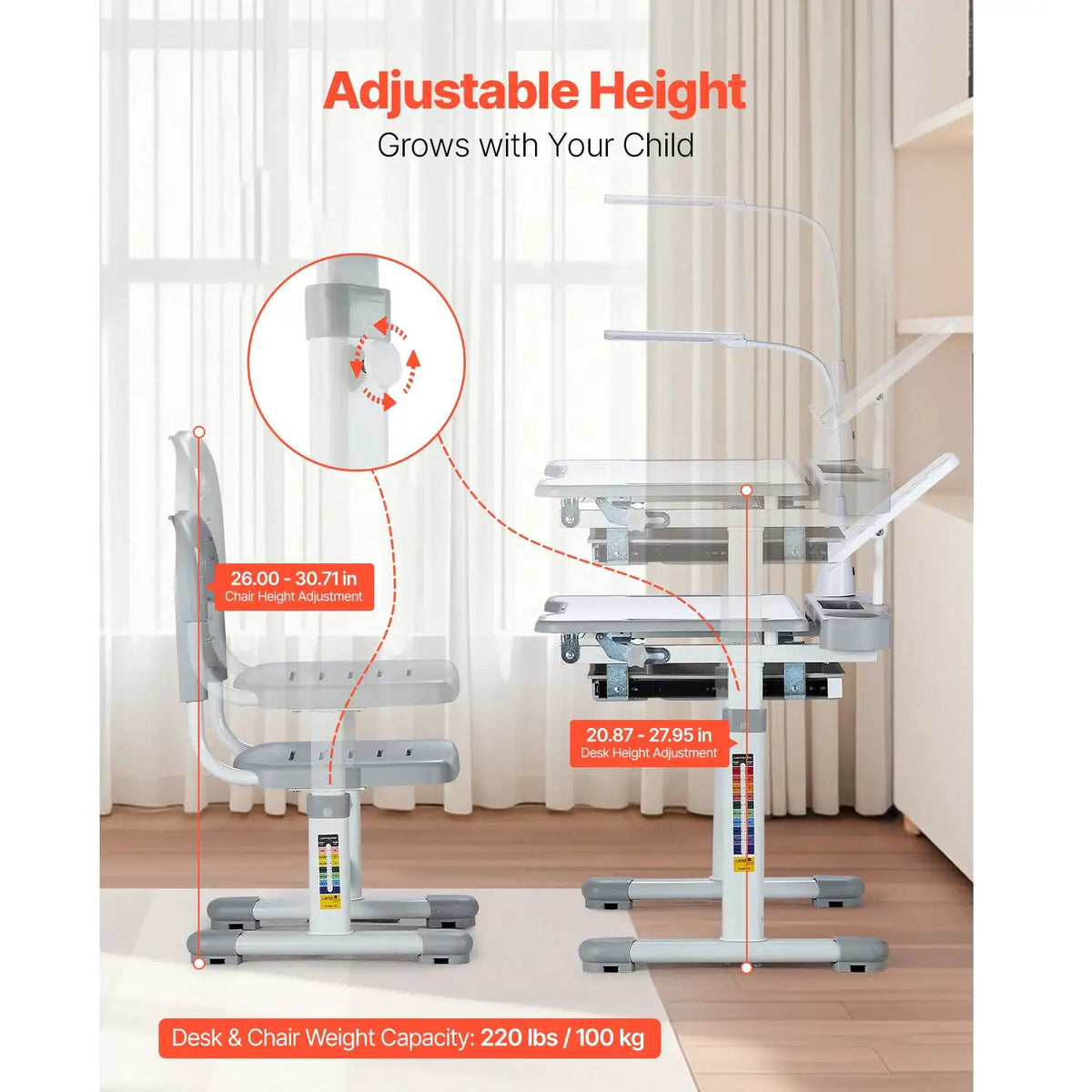 Adjustable Kids Study Desk Set — product view 2