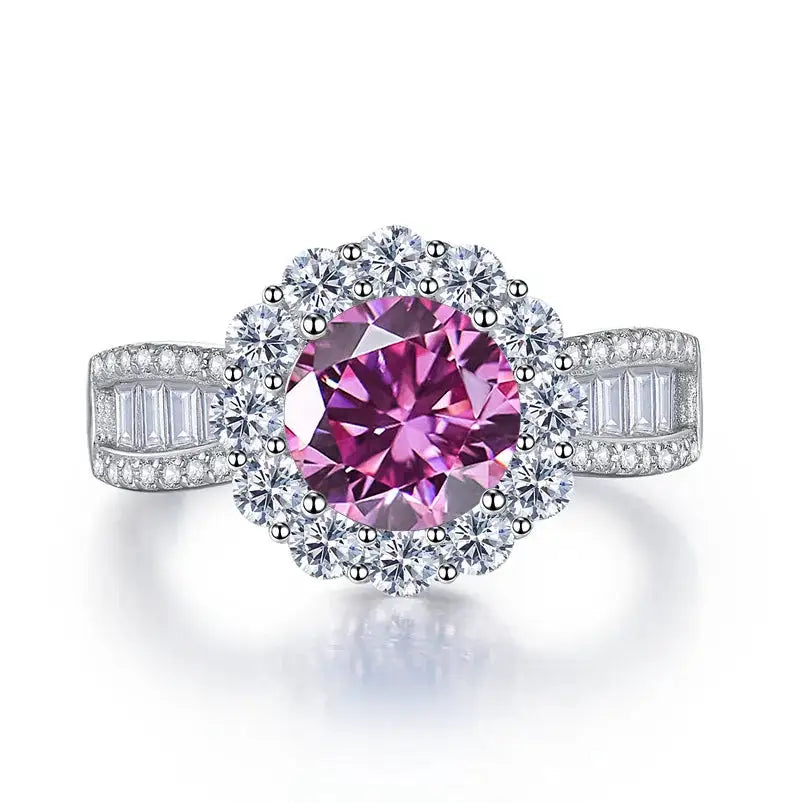S925 Sterling Silver Ring with 2 Carat D VVS1 Moissanite Classic Retro Style Perfect for Proposal Engagement Dating Gifts