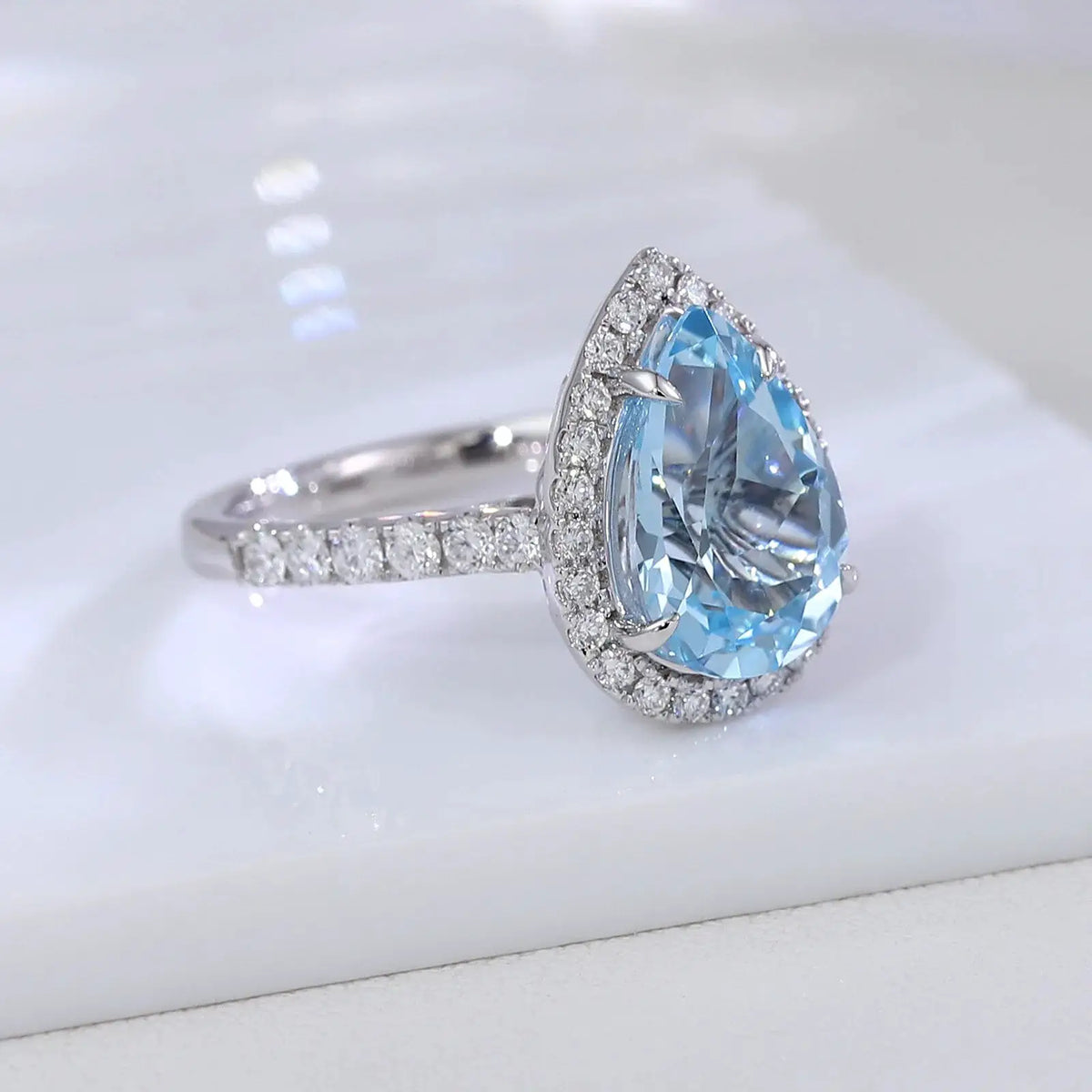 Sterling Silver Silver Blue Gem Droplet Ring Women — product image 4