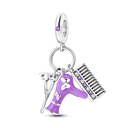 Silver Plated Purple Charm Flower