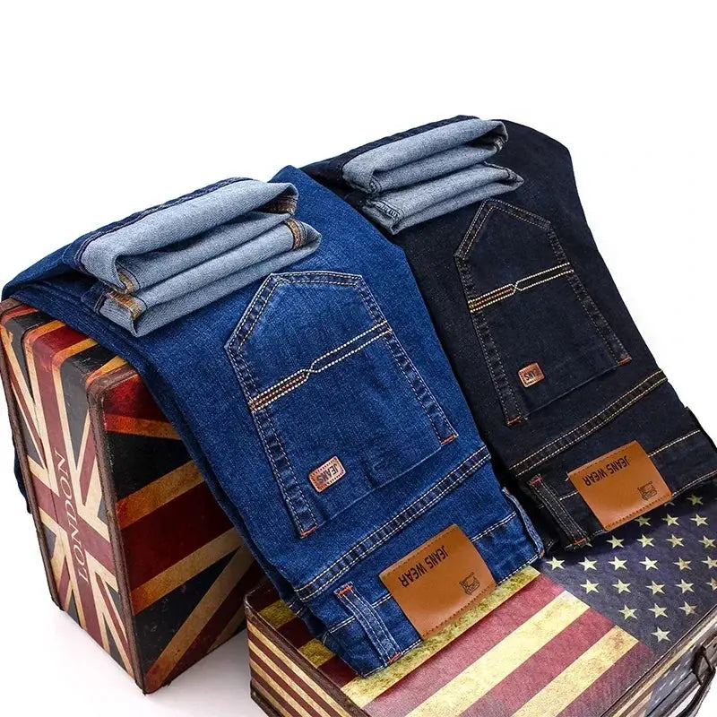 Autumn Classic Men Fitted Stretch Jeans Business Casual