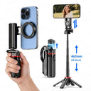Magnetic Mini Selfie Stick Tripod for Cellphone with Extension Rod Wireless Remote, Fill Light Option, for Smartphone Vlog Shoot