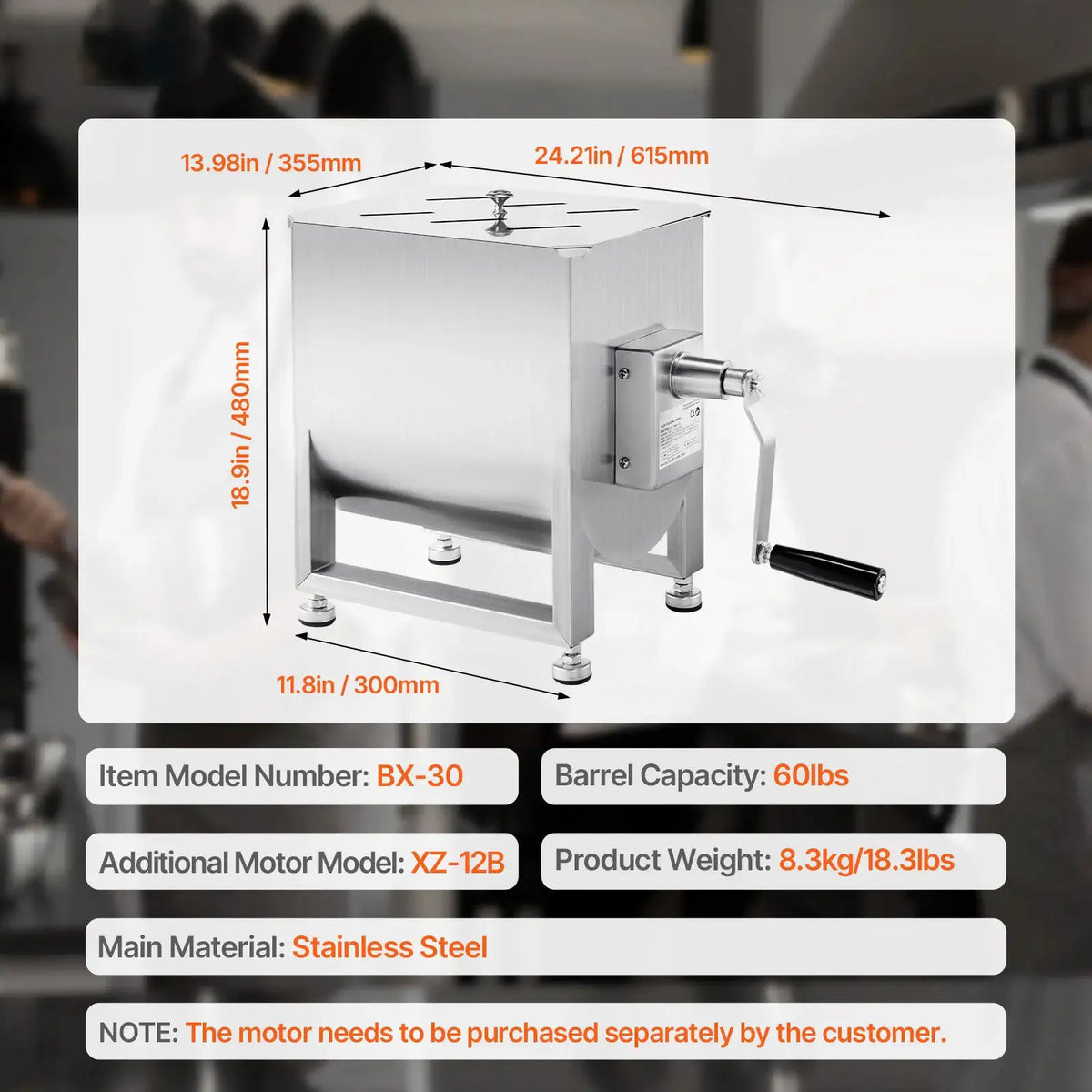 SucceBuy Manual Meat Mixer Fixed Tank Meat Processing Equipment — product view 9