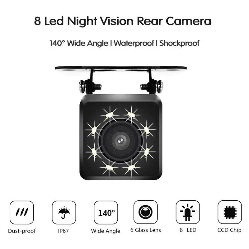Car Rear View Camera With 4 8 12 LED Night Vision Display For Parking Reversing - stepyours.com