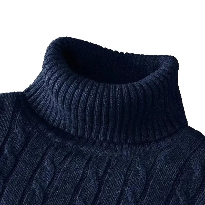 Warm Wool Turtleneck Sweater for Men — Black