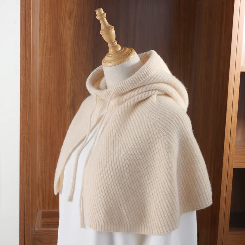 Knitted Shoulder Cape Balaclava Hat