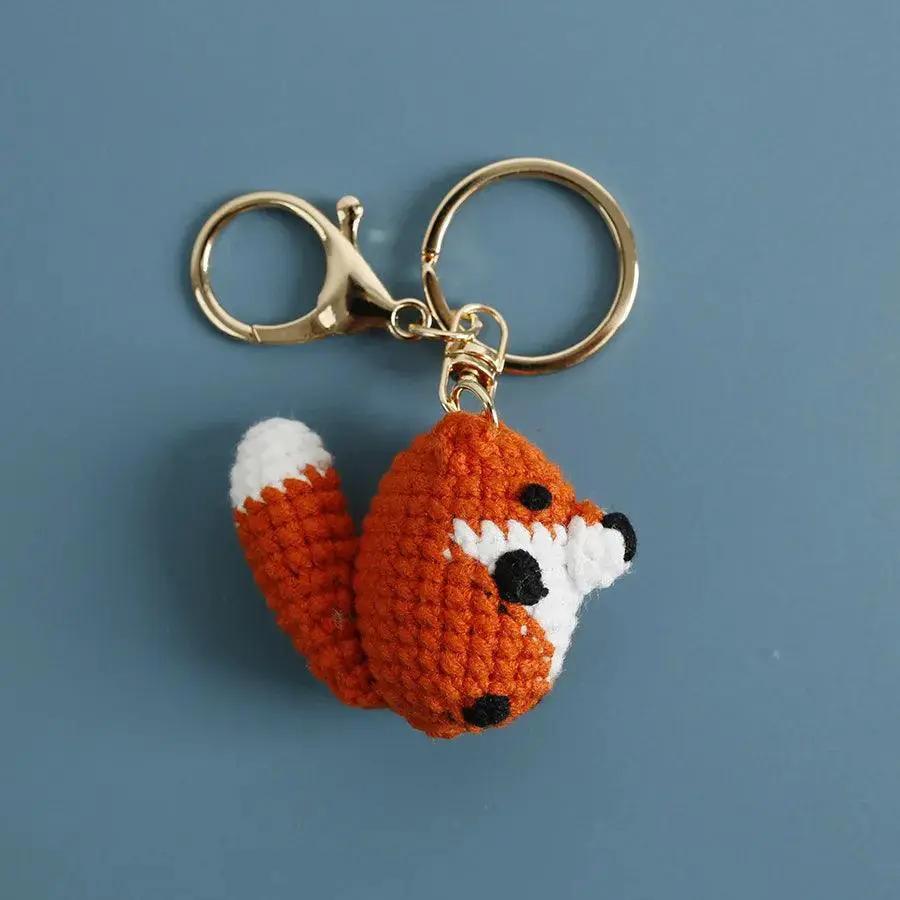 Cute Small Bear Couple Keychains Knitted Cartoon Gift