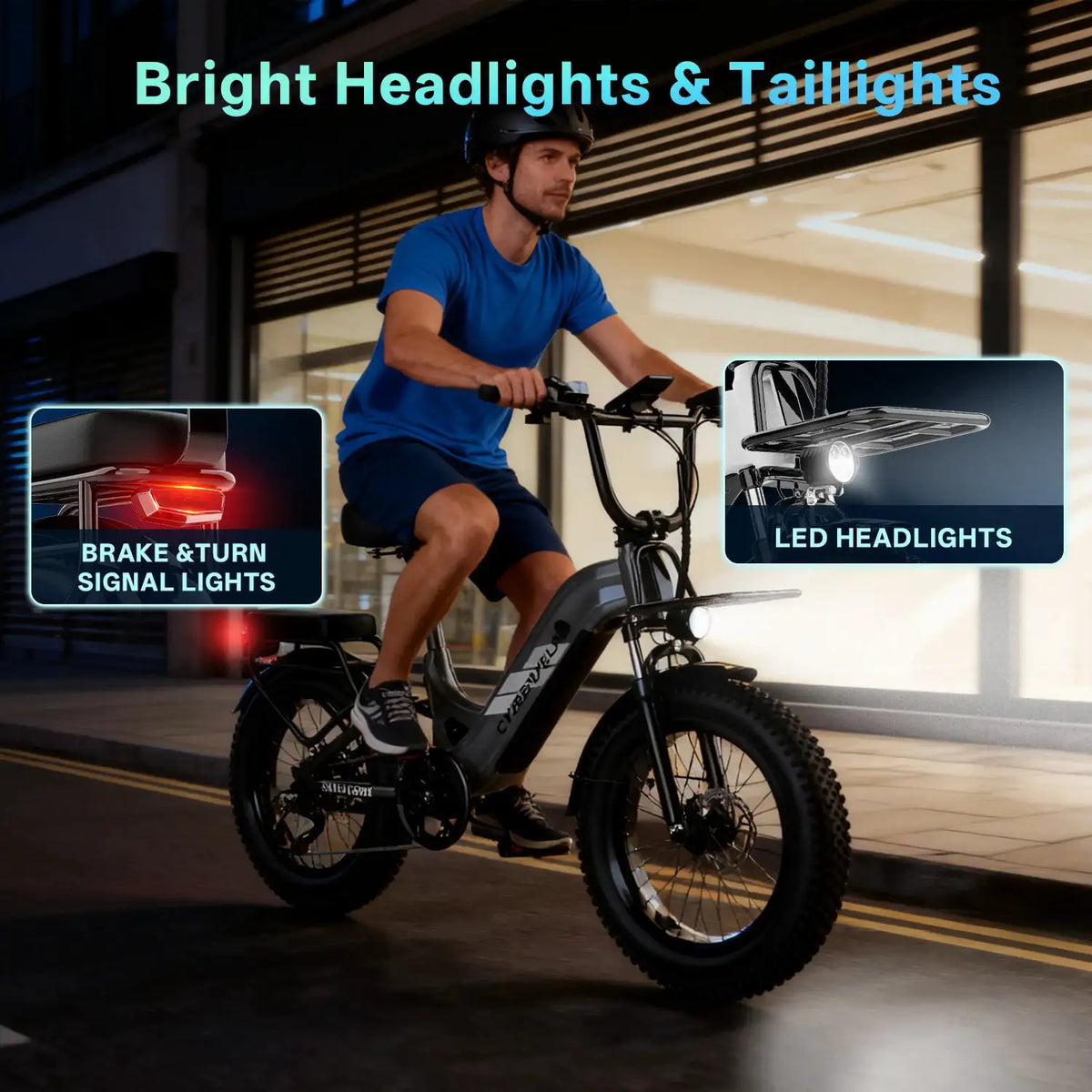 Cybervelo 20" Step-Thru Commuter Electric Bike 1500W Peak Power 20ah Battery 80 Miles Range 7-Speed Shift Adult E-bike EK12 EK8