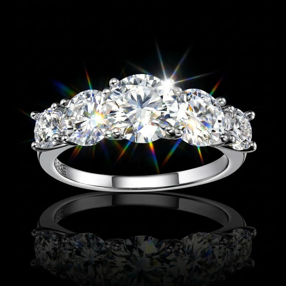 Round Moissanite Ring in Sterling Silver Stackable — product view 1