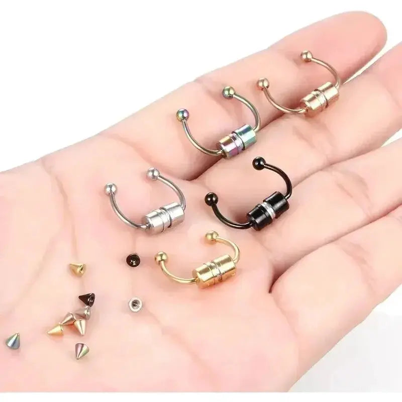 One Magnetic False Nose Rings Stainless Steel Septum Jewelry