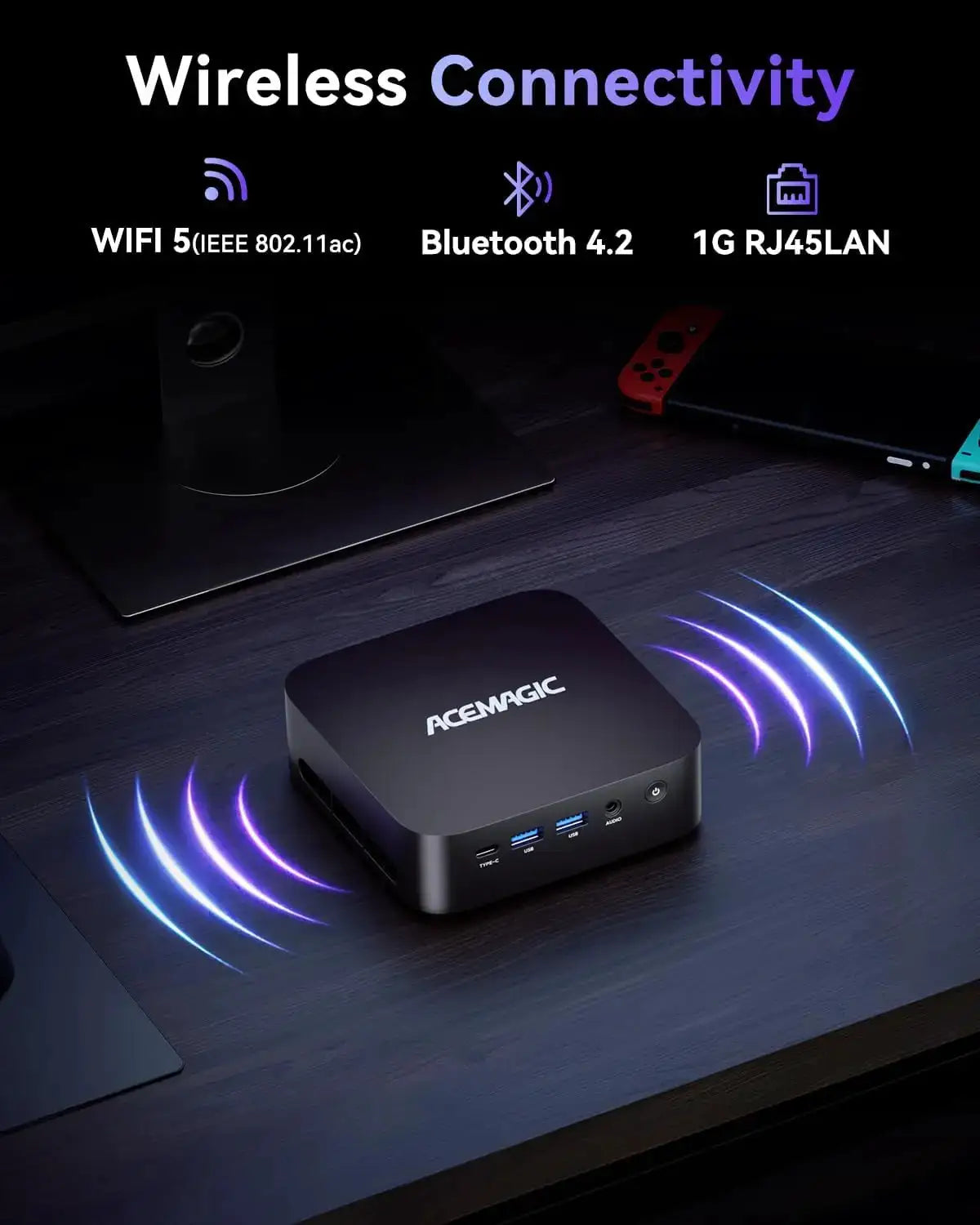 Mini PC AMD R5 7430U 16GB LPDDR4X 512GB M.2 SSD Windows11Pro WiFi Triple 4K Display Desktop Computer For Office Light Gaming