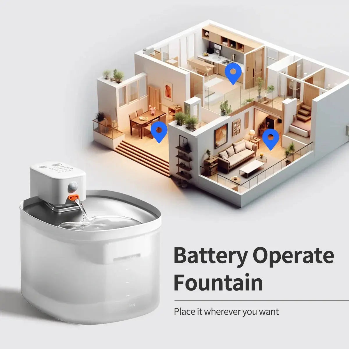 Cordless Automatic Pet Water Fountain And Smart Cat Feeder