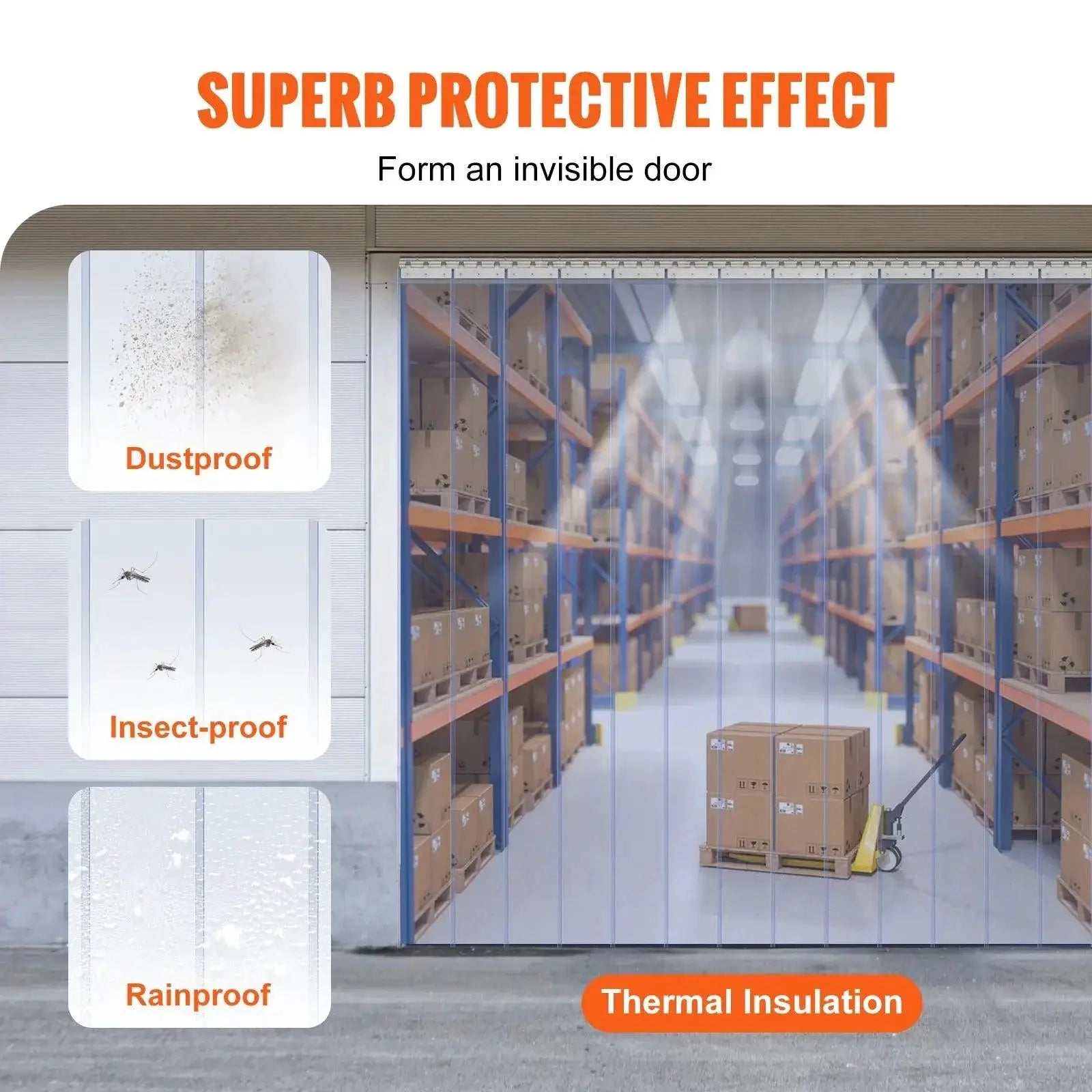 VEVOR PVC Door Strip Curtain Windproof Transparent Screen