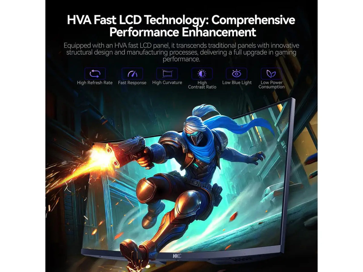 HKC 34 inch UltraWide QHD 2K 1440P (Quasi 4K) 240Hz 1ms DIC HDR400 95% DCI-P3 Curved Gaming Computer Monitor with Height Adjustable, Swivel, Pivot & Tilt Stand CG345UK