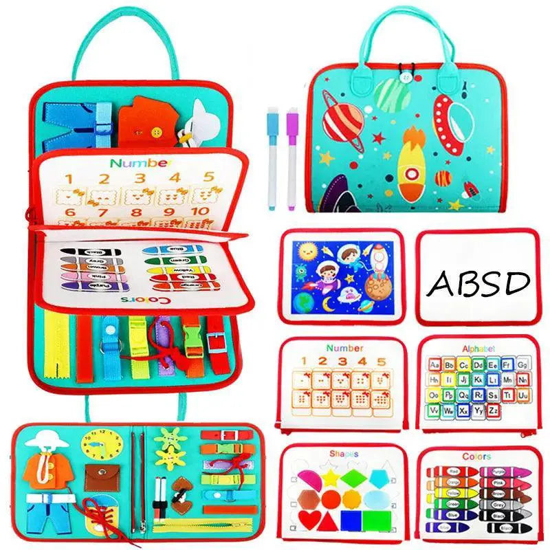Montessori Busy Board Sensory Toy for Travel Activities