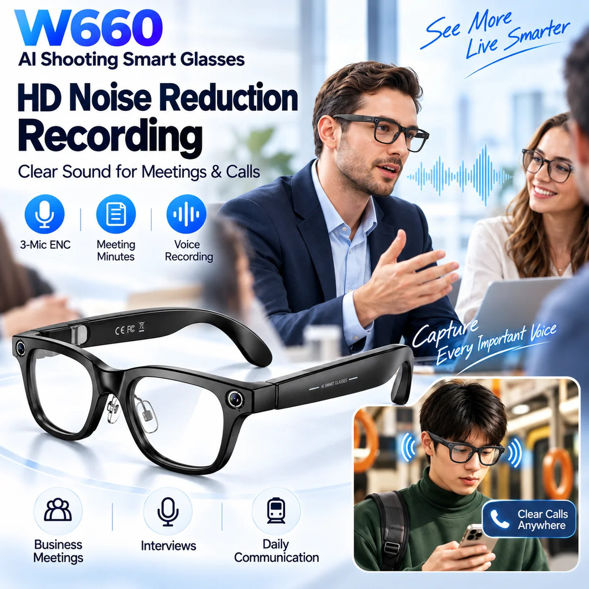 AI Smart Glasses 4K Camera