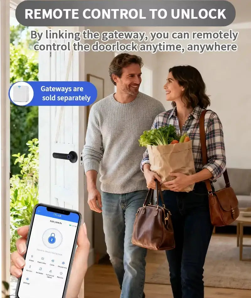 TTLock Smart Door Lock, 5-in-1 Keyless Entry Fingerprint Lock, Anti-Peep Virtual Password, RFID IC Card, Bluetooth APP Remote Unlock, 12 Months Long Standby Digital Security Lock for Home Airbnb Hotel Apartment