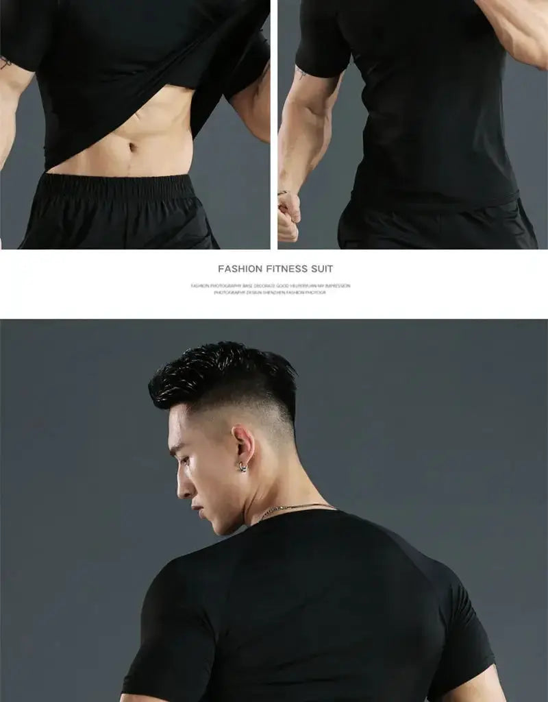 Men's Quick-Dry Compression Running Tee For Gym Sports
