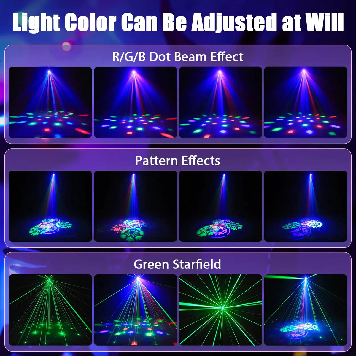 U'King Mini 30W Beam Pattern Moving Head Light RGB DMX Sound Activated Strobe Effect Stage Light for DJ Disco Party Christmas