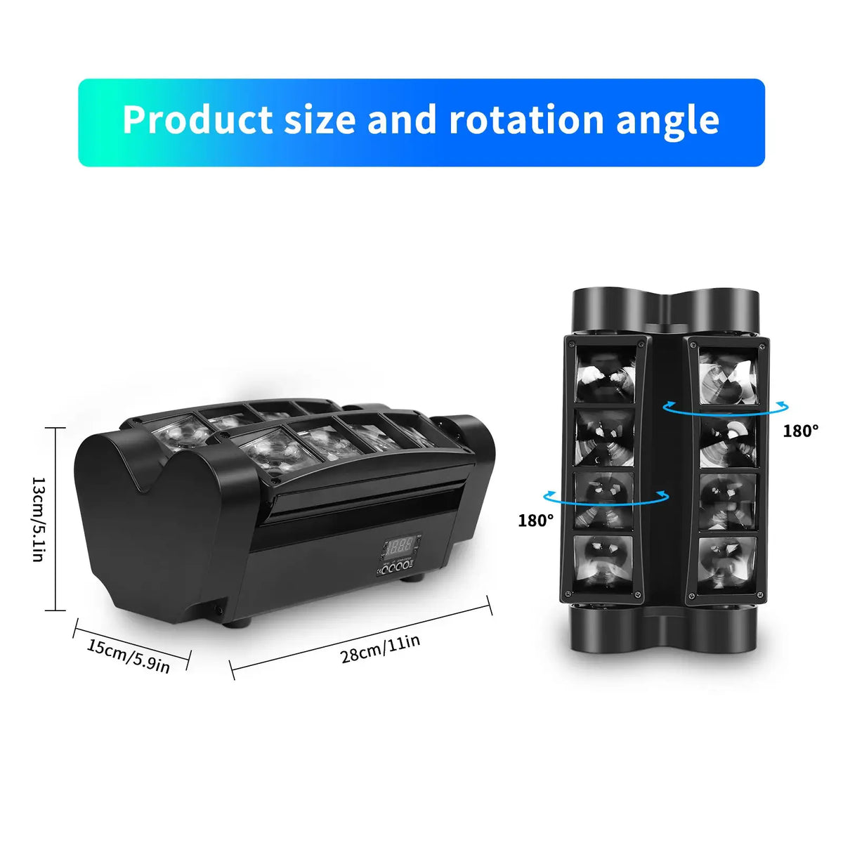 U'King 2PCS Mini Spider Light 80W RGBW Moving Head Light LED Spider Beam Stage Lighting DMX512 for KTV Disco Party DJ Wedding