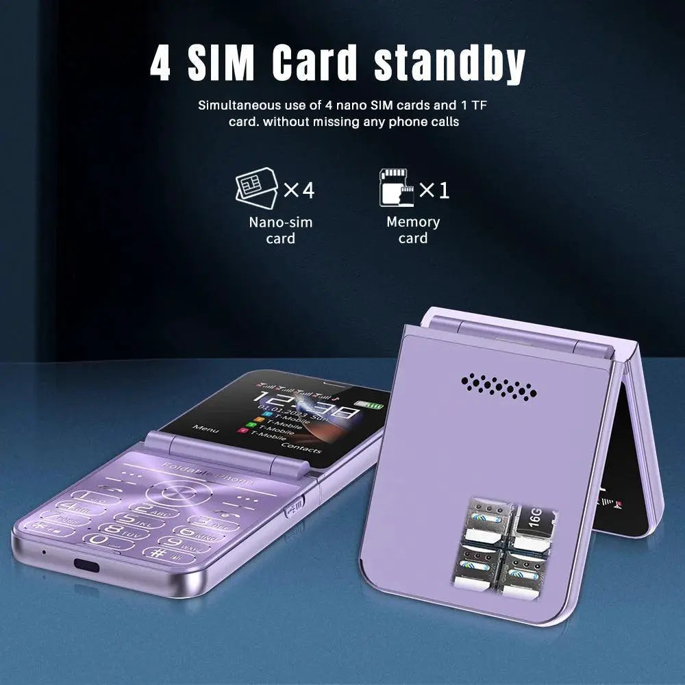 Servo Flilo7 4 SIM Card Flip Mobile Phone Auto Call Record