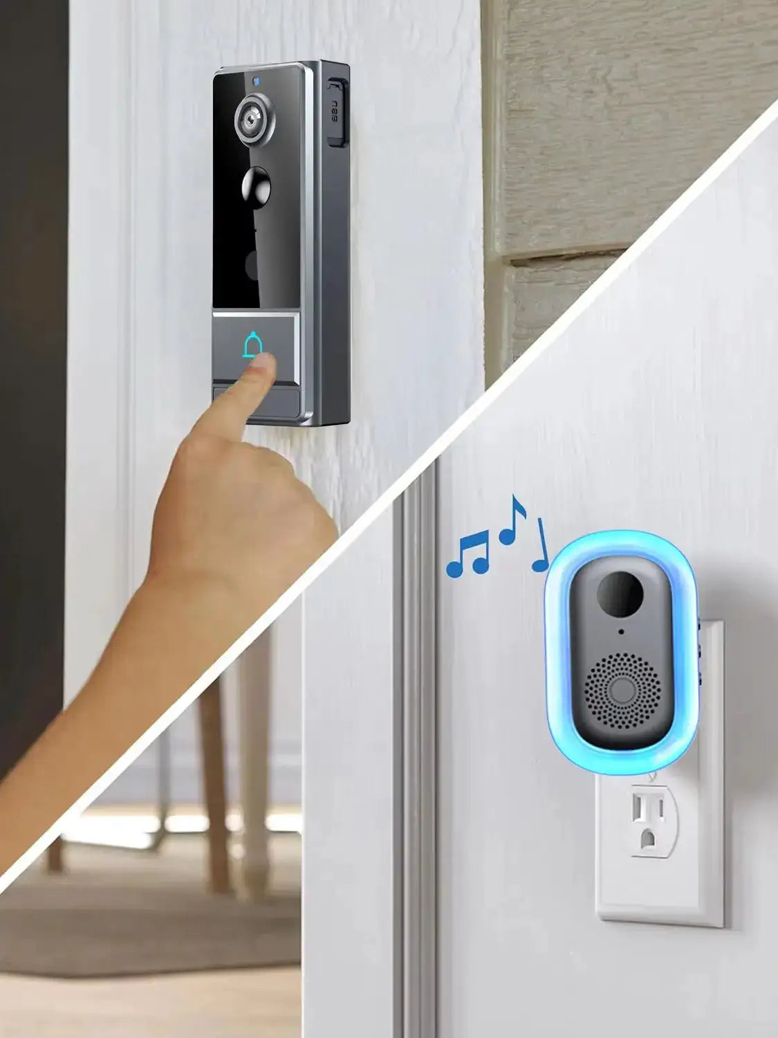 XBIBI Wireless Camera, Multi-combination Smart Doorbell, Wide-angle Video Surveillance, Two-way Voice Intercom, Cloud Storage, Support For Rechargeable Batteries, Equipped With AI Human Body Detection And 2.4G WiFi Connection