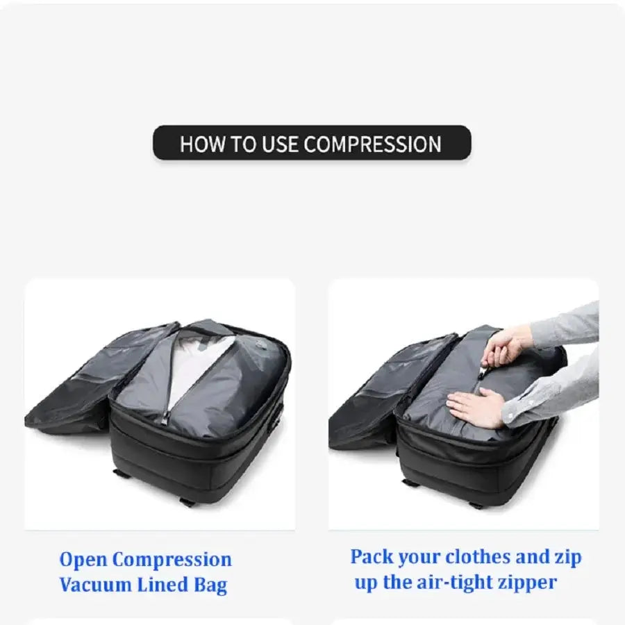 Men Travel Backpack Vacuum Compression 17 Inch Laptop Bag