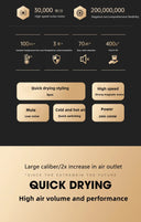 Professional Hair Dryer High Power Blue Light