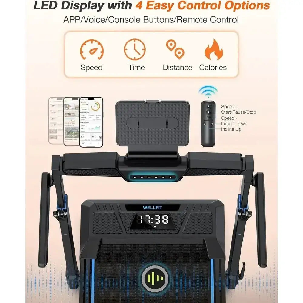Adjustable Incline 4-in-1 Folding Treadmill, 3.5HP Quiet Desk Treadmill, 350 lbs Capacity Portable Walking Pad with App, Compact