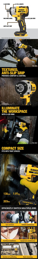 DCF880 Cordless Impact Wrench 20V 203Nm Power Tools