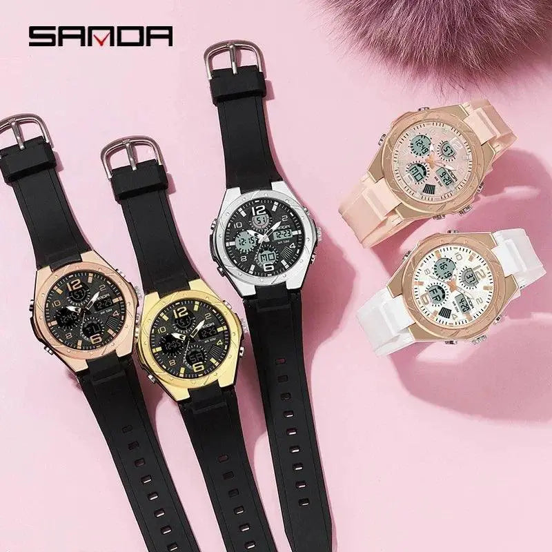 SANDA Women LED Sports Watch Waterproof Timepiece Pro