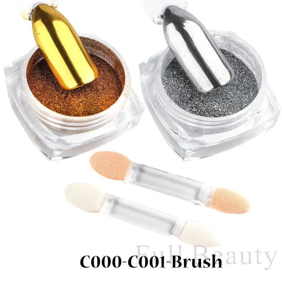 Mirror Glitter Nail Powder Kit Metallic Holographic Pigments