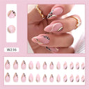 24Ps Set Square Head Coffin Pink Matte French Fake Nails
