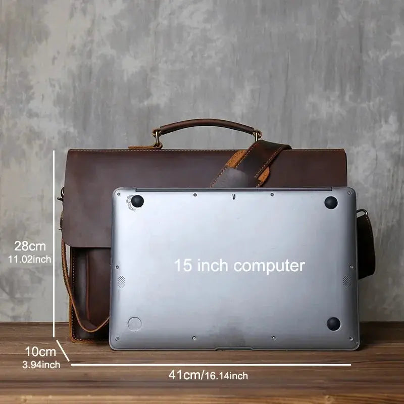 Vintage Large Capacity Crazy Horse Leather Bag For Men - OurLum.com