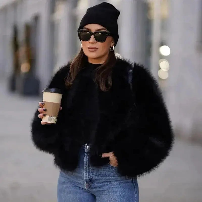 Stay Chic Cozy Luxurious Gradient Faux Fur Jacket Women