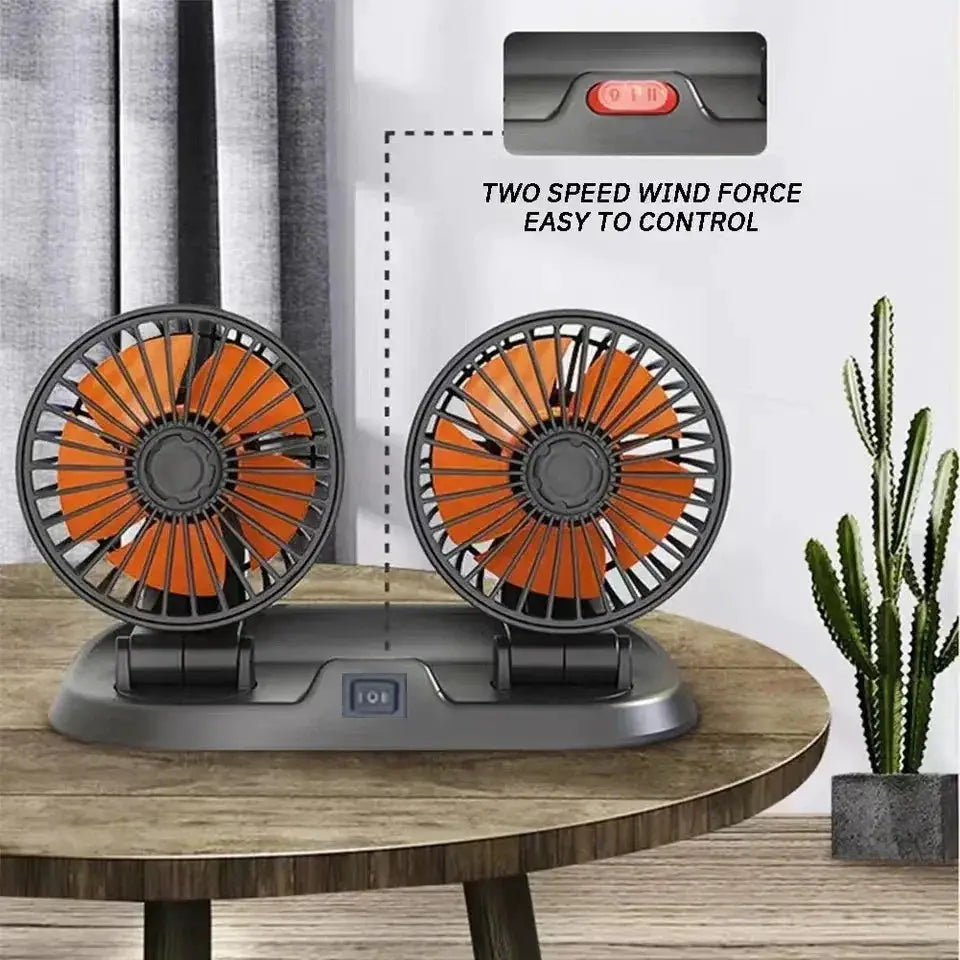 Dual Head USB Car Fan Adjustable Cooling - OurLum.com