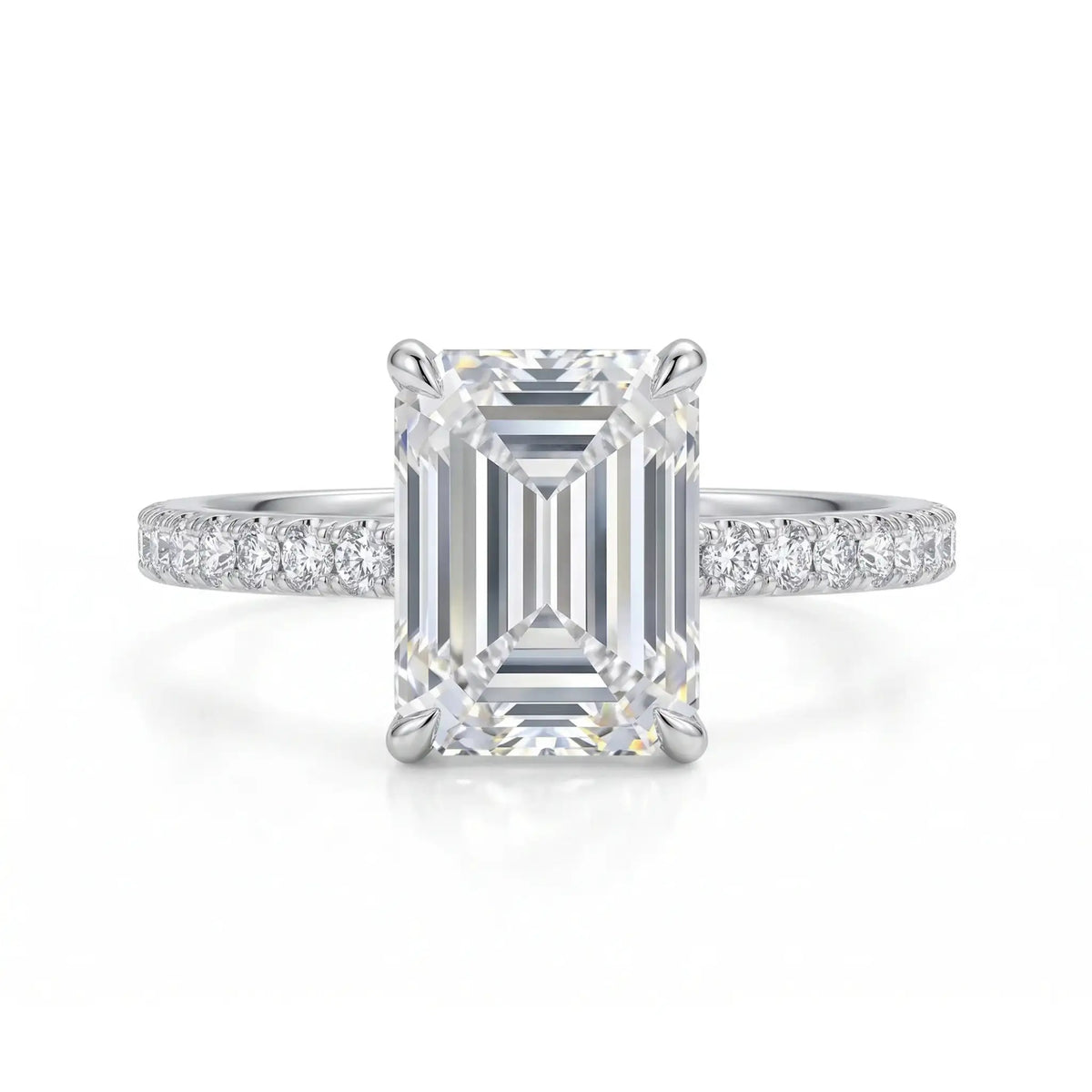 Emerald Moissanite Ring in Sterling Silver — product view 6