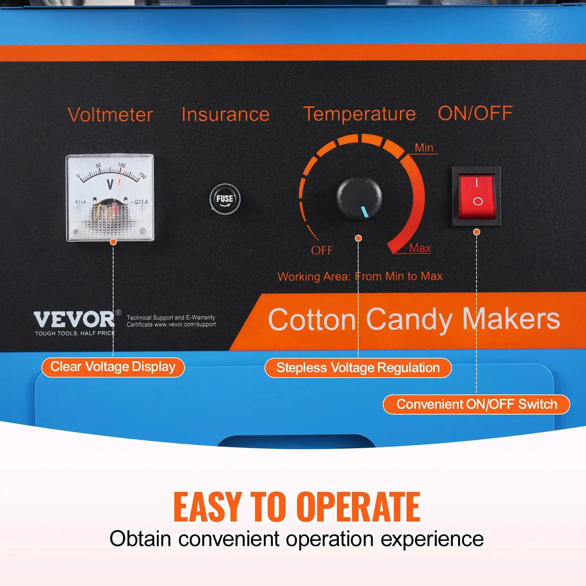 SucceBuy Electric Cotton Candy Machine with Cart Commercial Candy Floss — product view 3